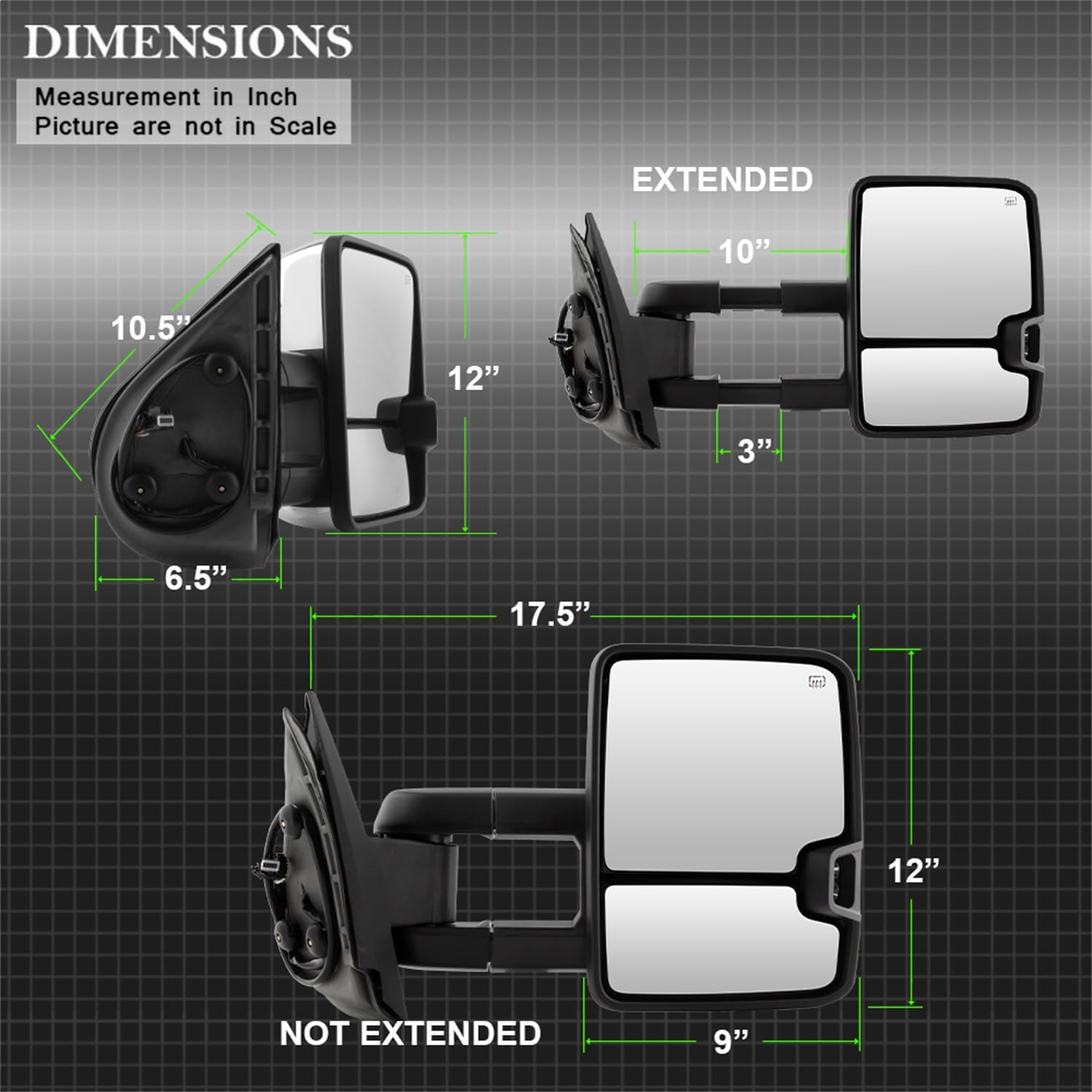 1 Pack Xtune MIR-CSIL07S-G3C-PWH-AM-SET Mirror