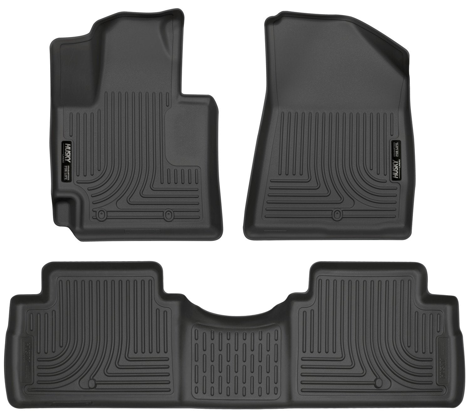 Weatherbeater Husky Liners Floor Mats | Fits 2014-2019 Kia Soul | Front & 2nd Row, 3-pc Black - 99611