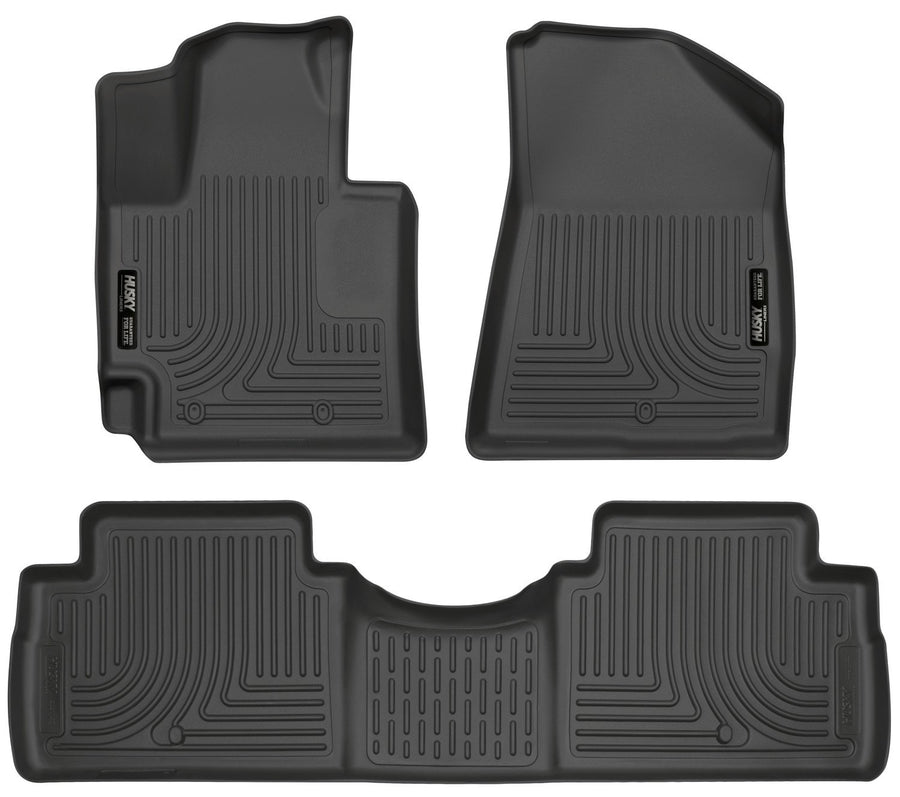 Weatherbeater Husky Liners Floor Mats | Fits 2014-2019 Kia Soul | Front & 2nd Row, 3-pc Black - 99611