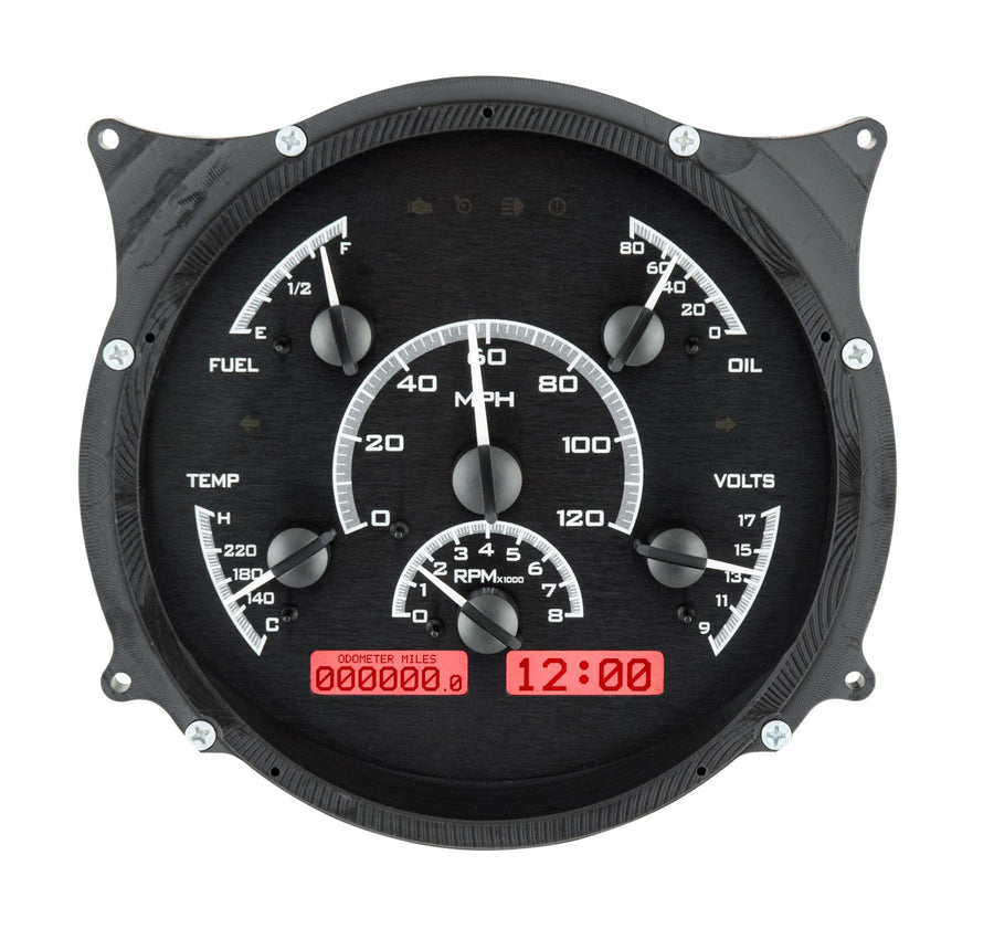 Dakota Digital VHX-61F-PU-K-R Analog Dash Gauge System Compatible with 1961-66 Ford Pickup Truck Black Alloy Red Backlighting
