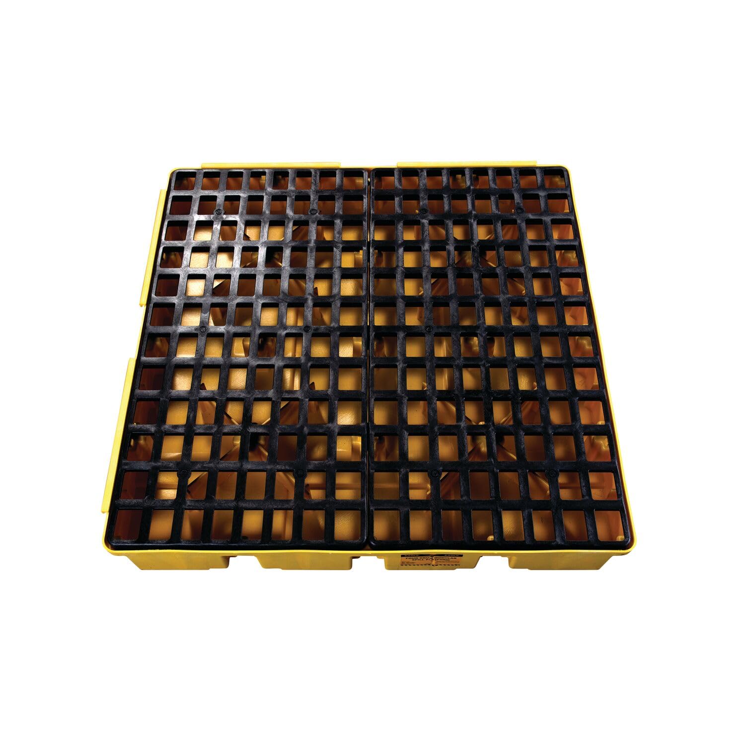 4 Drum Eagle Square Spill Platform with Drain and Forklift Pockets, 51.5"x51.5"x6.5", 60.5 Gallon Sump, 10,000 lbs. Load Capacity Containment Tray, Made in USA, Yellow, 1635D