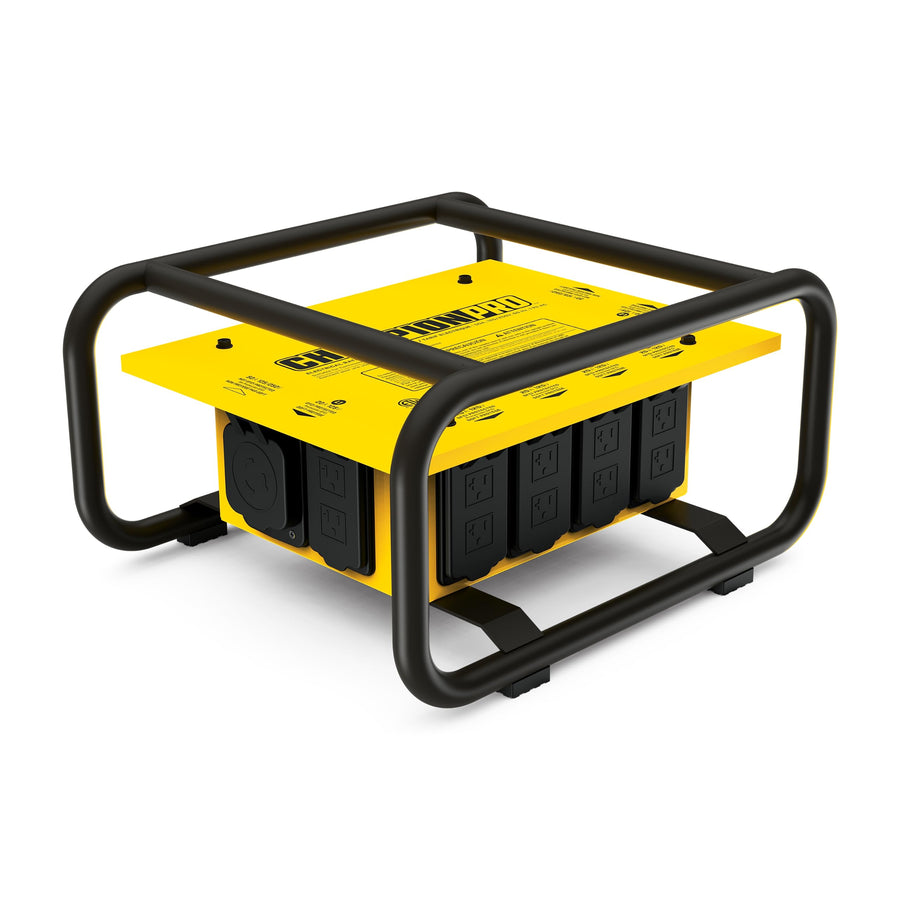 Champion Power Equipment OSHA Compliant Pro Grade Power Distribution Box, 50-Amp Twist Lock Inlet, Six 120V GFCI Duplexes, One 120/240V 30A Locking Outlet, 30A and 50A RV Adapters