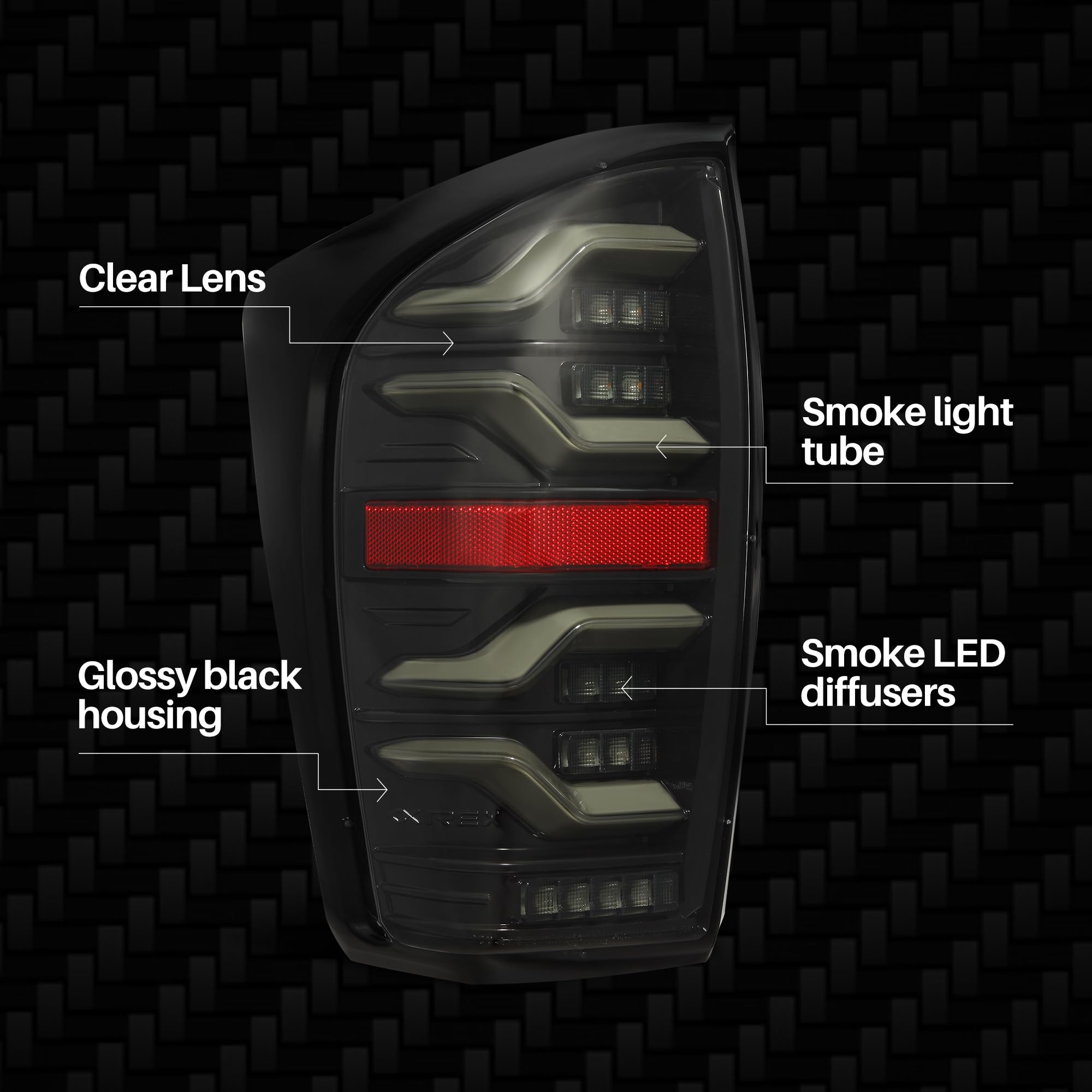 For 16-23 Tacoma Alpharex LUXX-Series LED Tail Lights Alpha-Black