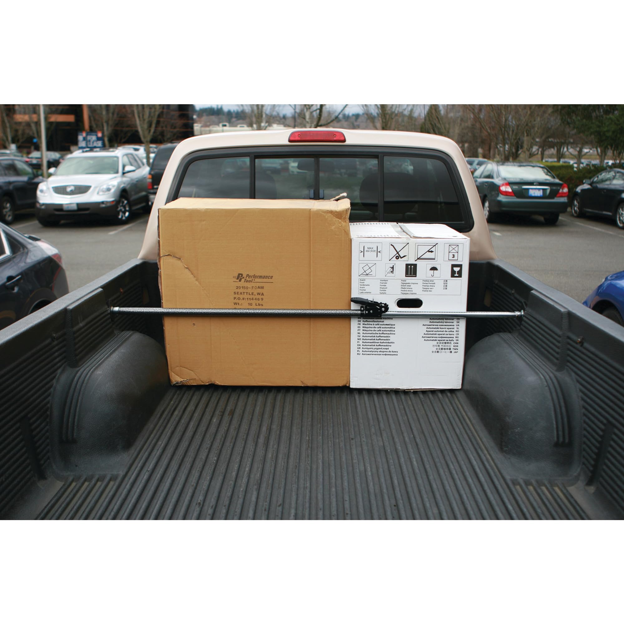 Ratcheting Cargo Bar Performance Tool W1447 - Adjustable Pickup Truck Bed Stabilizer Load Stopper for Safe Transport of Heavy Items