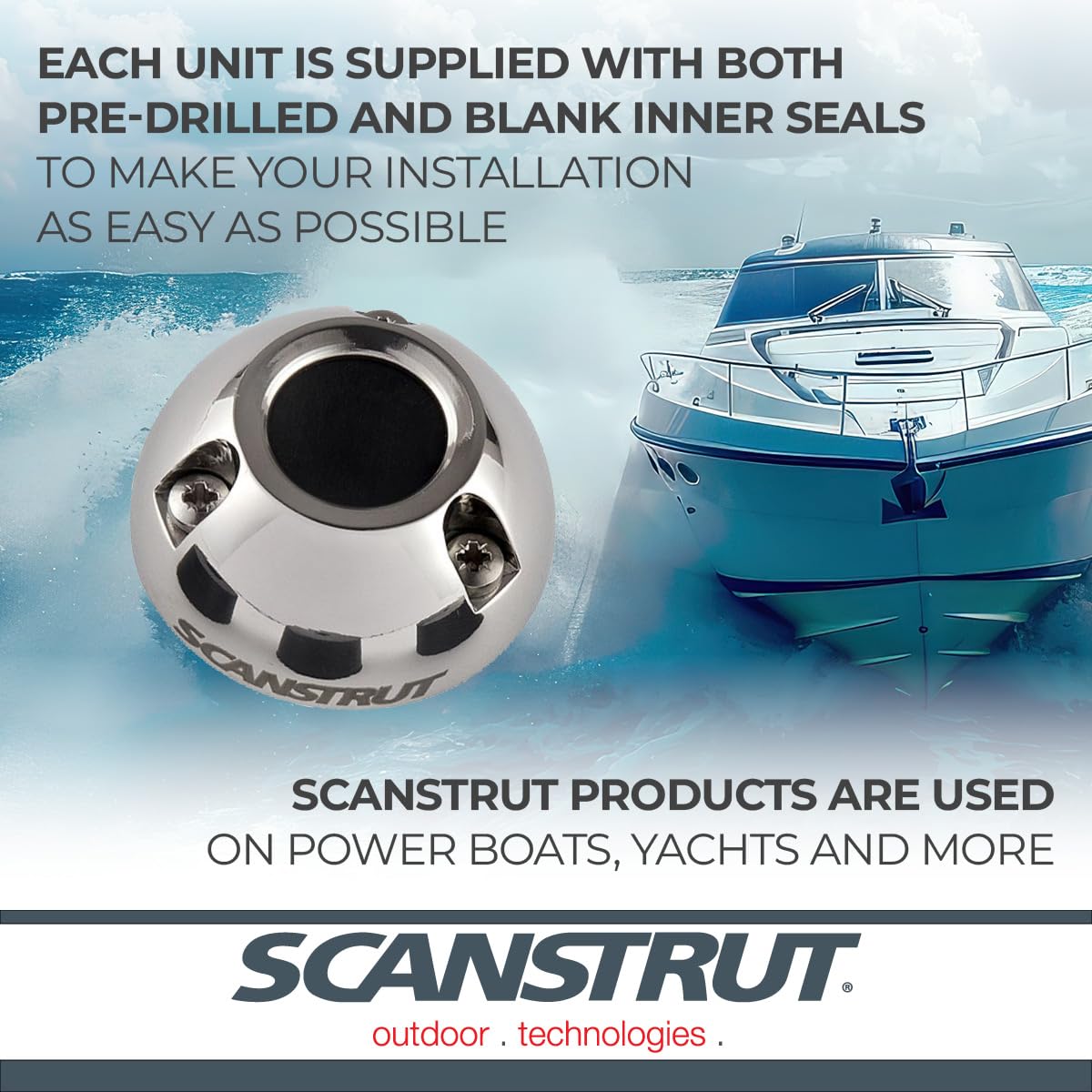 Scanstrut Mini Cable Seal DS16-S for Connectors to 0.63" and Cables 0.08"-0.35" - Stainless Steel