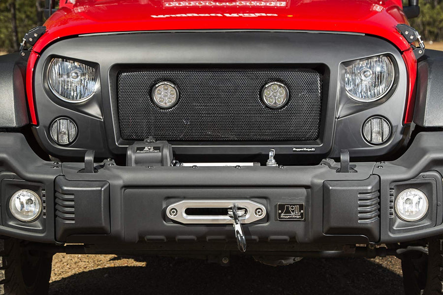 Spartan Grille Insert Kit | Rugged Ridge, Dual 3.5" LEDs | 12034.13 | Fits 2007-2018 Jeep Wrangler JK