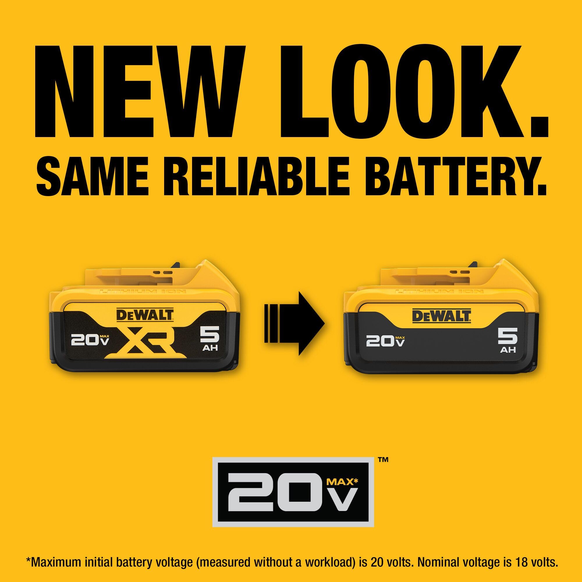 20V MAX XR DEWALT Battery, Lithium Ion, 5.0Ah (DCB205)