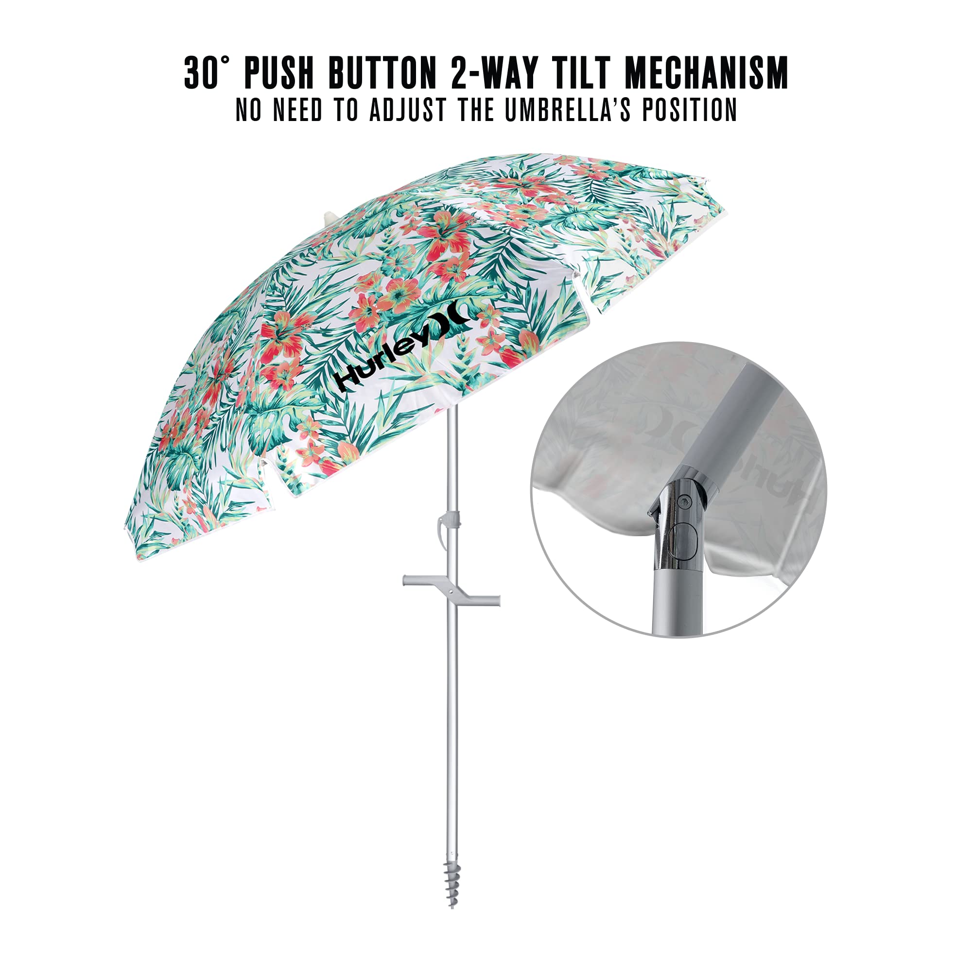 Umbrella Hurley UMB8HRHGWH Shade, 8 ft, White