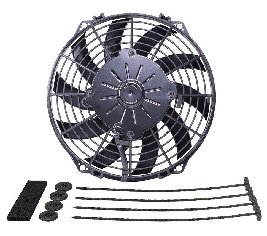 Derale Cooling Electric Fan, Standard, 9 in Fan, Puller, 625 CFM, Curved Blade, 9-11/16 x 9-11/16 in, 2 in Thick, Plastic, Each
