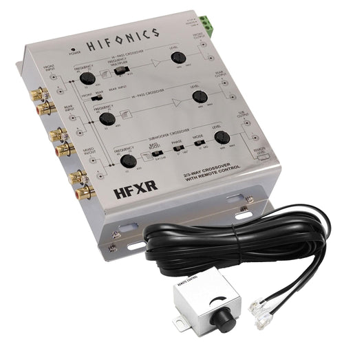 Hifonics 2/4 Ch HFXR 2/3 Way Active Crossover, 8.5V Line Driver with Remote Bass Level Control, Adjustable Filters, and Front/Rear/Sub Outputs