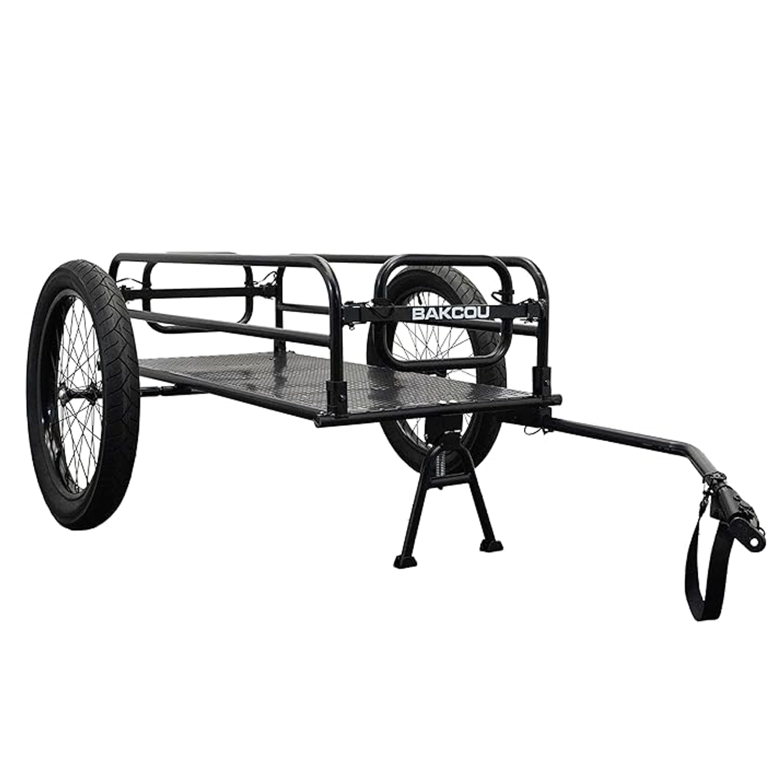 Folding Cargo eBike Trailer Bakcou - with 20" x 3" Fat Tires, Canvas Liner, Hitch, Axle Extenders & Kickstand - 150-200 lbs Capacity