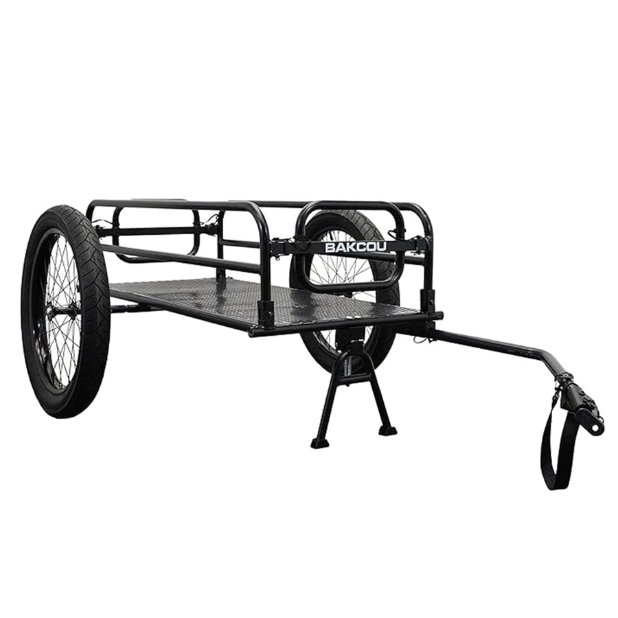 Folding Cargo eBike Trailer Bakcou - with 20" x 3" Fat Tires, Canvas Liner, Hitch, Axle Extenders & Kickstand - 150-200 lbs Capacity