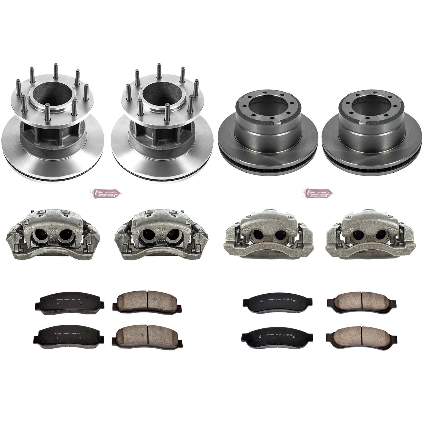 Power Stop KCOE4032 Replacement Autospeciality Front and Rear Caliper Kit- OE Rotors, Ceramic Brake Pads, Calipers For Ford F-350 Super Duty 2007-2010 [Model Specific]