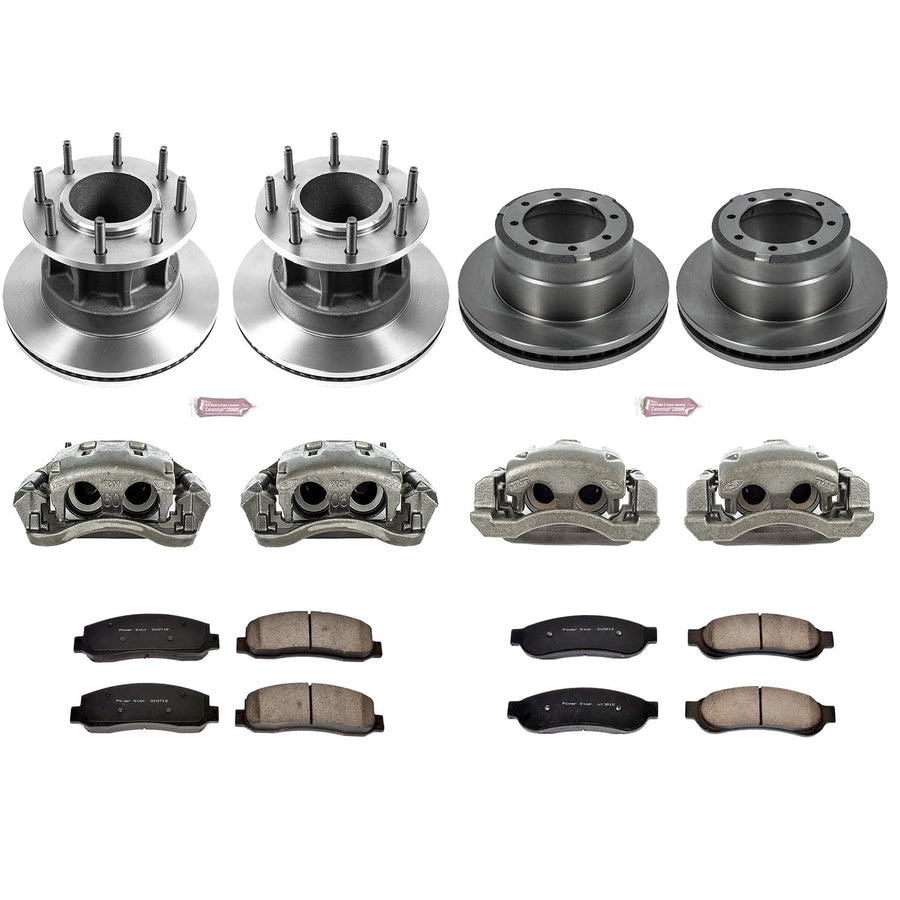 Power Stop KCOE4032 Replacement Autospeciality Front and Rear Caliper Kit- OE Rotors, Ceramic Brake Pads, Calipers For Ford F-350 Super Duty 2007-2010 [Model Specific]