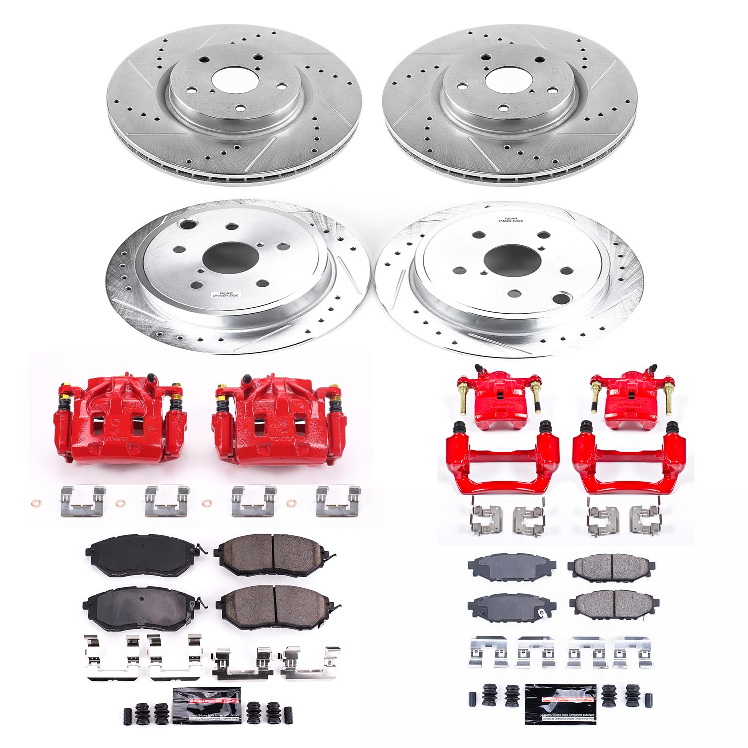Power Stop Z23 Evolution Sport Brake Upgrade Kit Front & Rear with Powder Coated Calipers For Subaru WRX 2015-2020 [Model Specific]