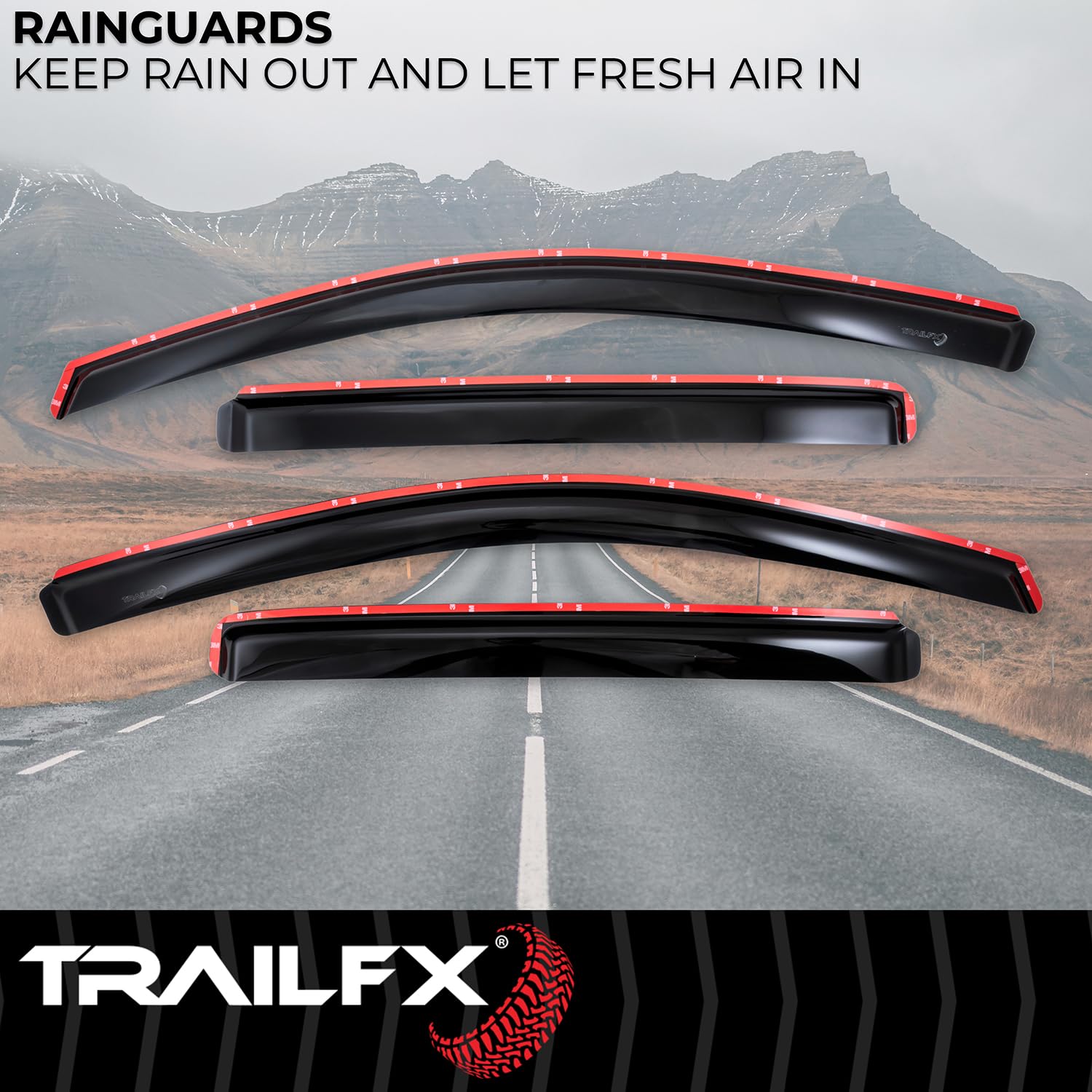 TrailFX Acrylic Rainguards Low Profile Fits 2017-2024 Nissan Titan Crew Cab and 2016-2024 Nissan Titan XD in-Channel Smoke Window Vents Crew Cab Snap-in Installation Set of 4 TrailFX 4977IC