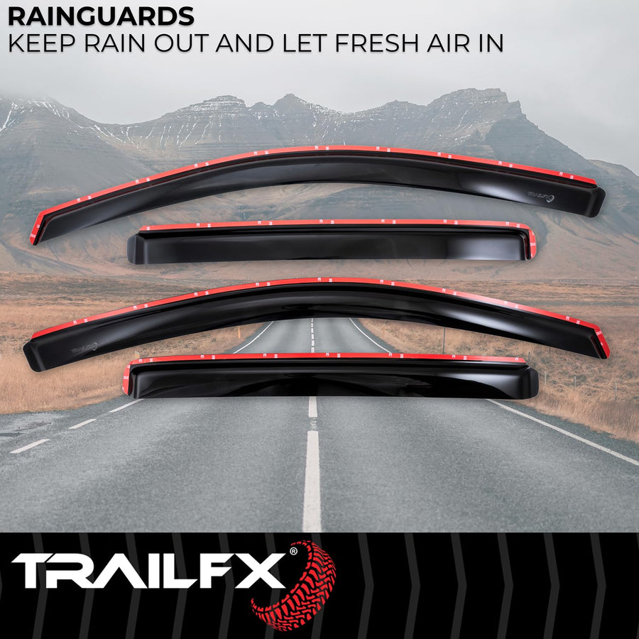 TrailFX Acrylic Rainguards Low Profile Fits 2017-2024 Nissan Titan Crew Cab and 2016-2024 Nissan Titan XD in-Channel Smoke Window Vents Crew Cab Snap-in Installation Set of 4 TrailFX 4977IC