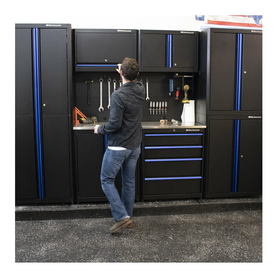 30.5" x 24" Montezuma 2-Door Locking Standing Cabinet for Garage Tool Storage, Black