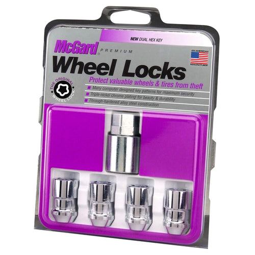 Cone Seat McGard 24137 Chrome Wheel Locks (M12 x 1.5 Thread Size) - Set of 4 Locks and 1 Key