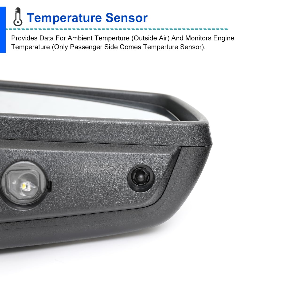 Spec-D Tuning Black Right Passenger Side Power Fold Power Heated Side Mirror w/Blind Spot + Temp Sensor Compatible with 2019-2025 Chevy Silverado 1500