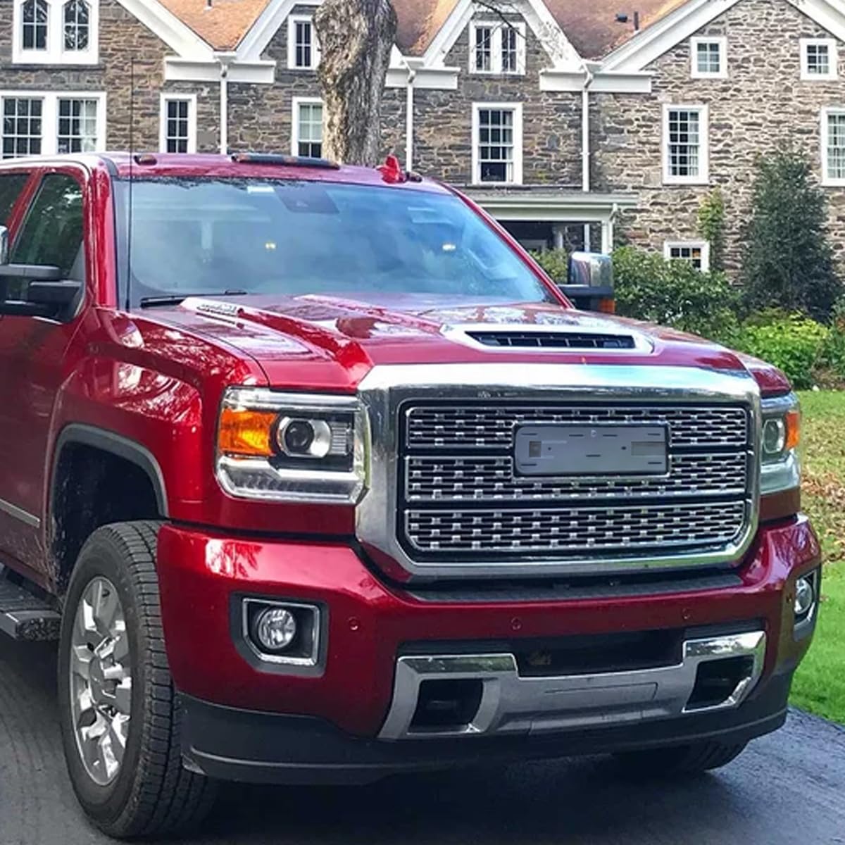 Chrome SPEC-D TUNING Denali Style Mesh Front Bumper Hood Grille Compatible with 2016-2018 GMC Sierra 1500 SLE SLT