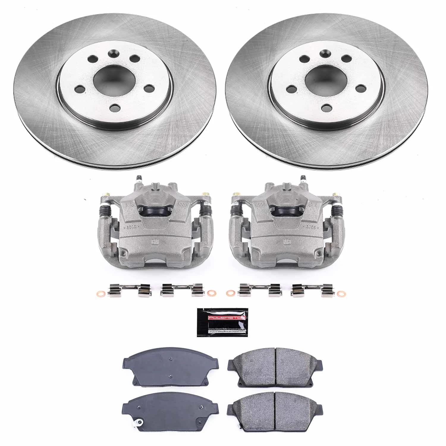 Power Stop KCOE6793 Front Caliper Brake Kit- Brake Rotors | Ceramic Brake Pads and Brake Calipers For Buick Encore 2013-2017 [Vehicle Specific]