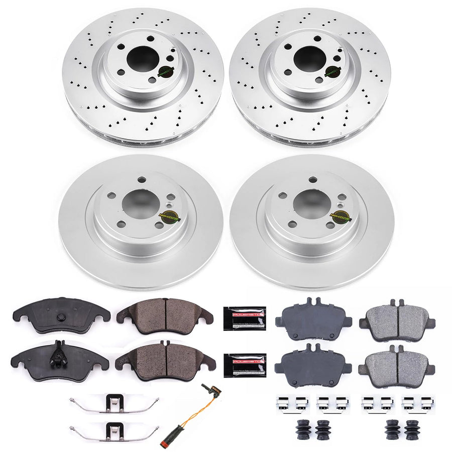 Power Stop Front and Rear CRK6891 Coated Brake Rotors and Z23 Carbon Fiber Brake Pads Kit