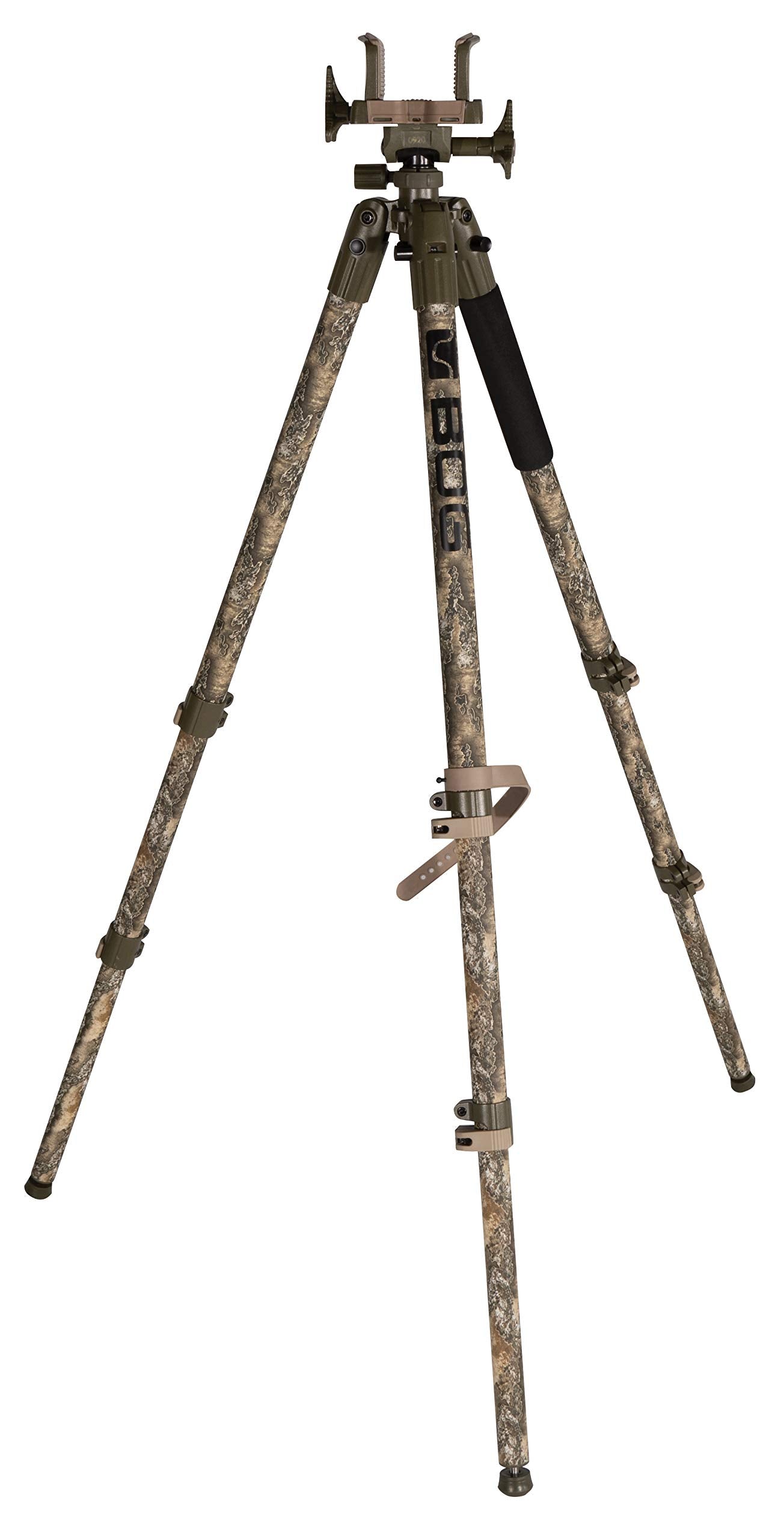DeathGrip BOG Realtree Excape Camo Tripod with Durable Aluminum Frame, Lightweight, Stable Design, Bubble Level, Adjustable Legs, and Hands-Free Operation for Hunting, Shooting, and Outdoors