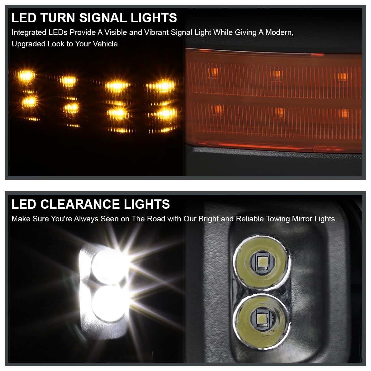 Spec-D Tuning Power Chrome Heated LED Signal w/Temp Sensor Towing Mirrors Compatible with 2014-2018 Chevy Silverado GMC Sierra Left + Right Pair