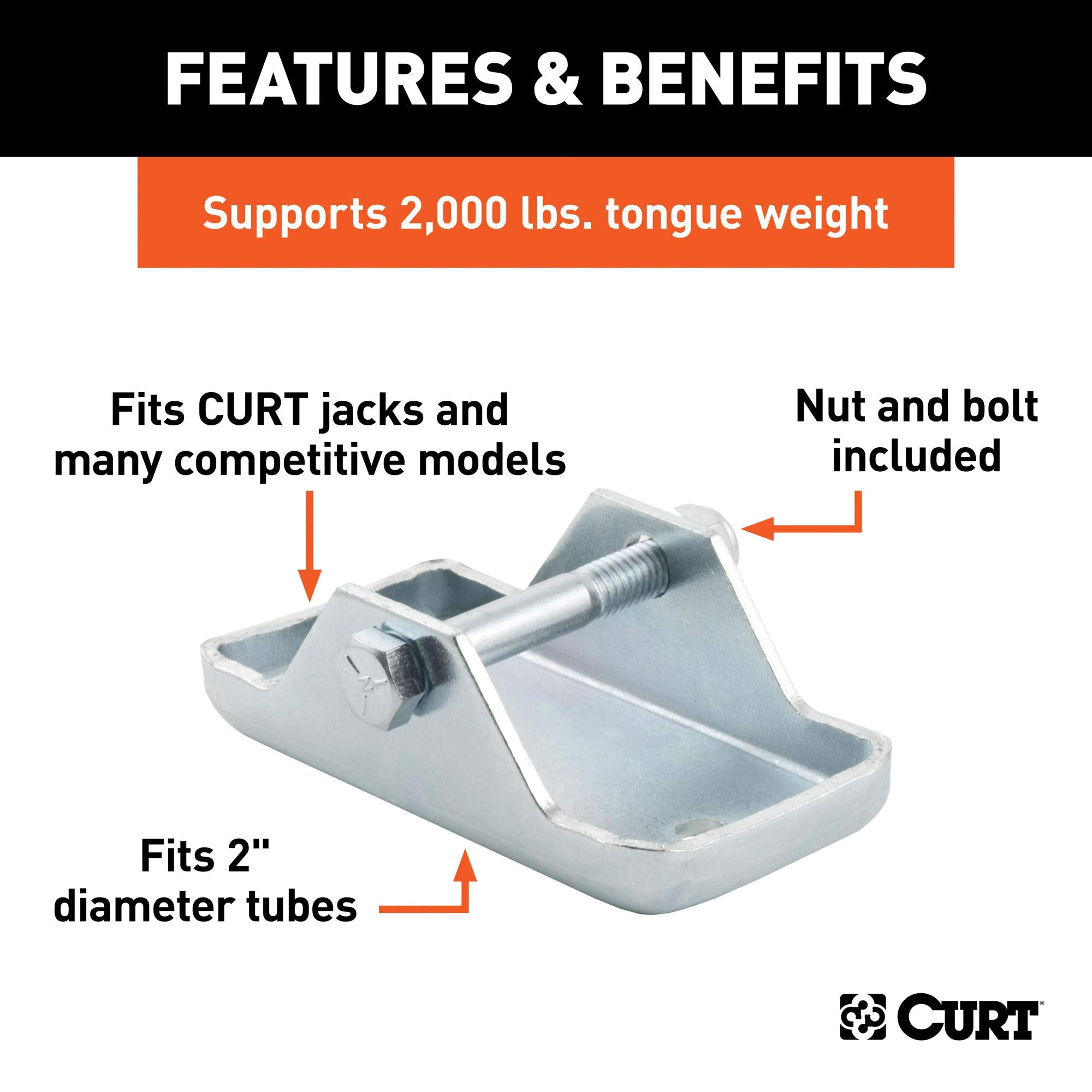 Trailer Jack Foot CURT 28270, Fits 2-Inch Diameter Tube, Supports 2,000 lbs