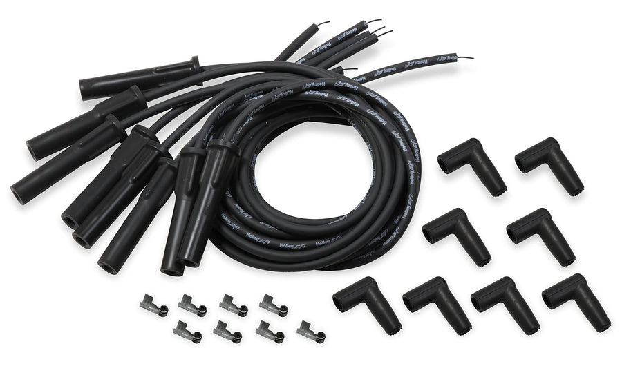 LS Spark Plug Wire Set Holley EFI 561-113 - Cut to Fit - Black with Black 180 degree boots