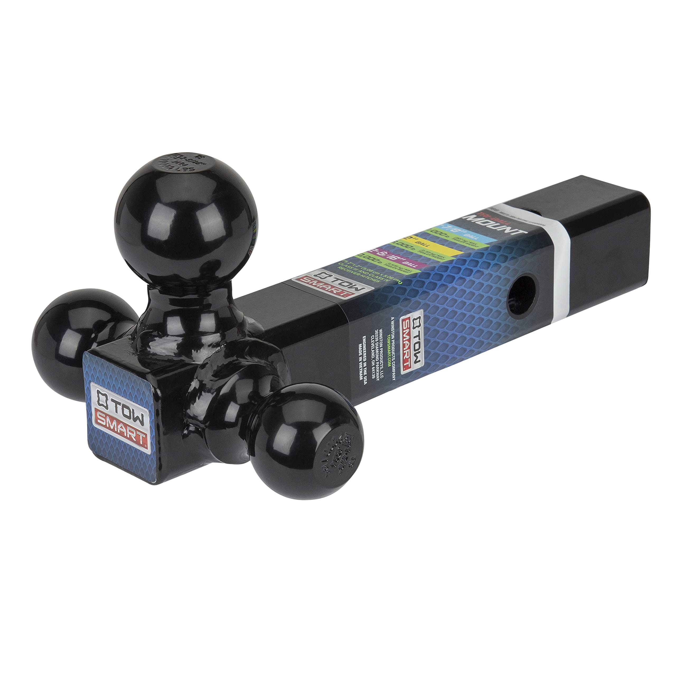 TOWSMART 10,000 lb., Class III, 1-7/8 in., 2 in, and 2-5/16 in. Ball Diameters, Tri-Ball Trailer Hitch Ball Mount
