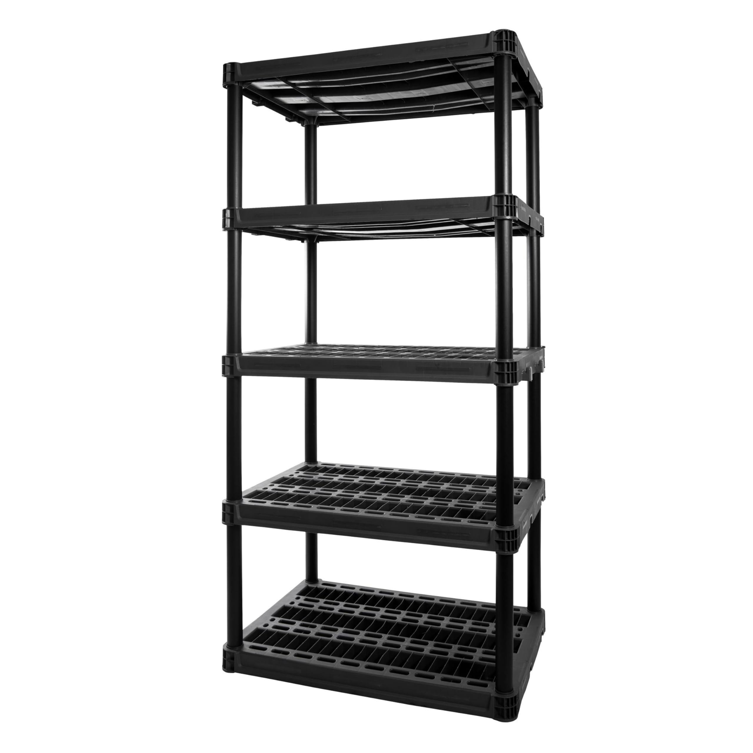 5-Shelf Plano Extra Heavy Duty Plastic Storage Shelves, 72.5” x 36” x 24”, 1000lb Capacity, Pantry, Office, Closet and Garage Shelves, Easy to Assemble, Durable Plastic Shelving Unit