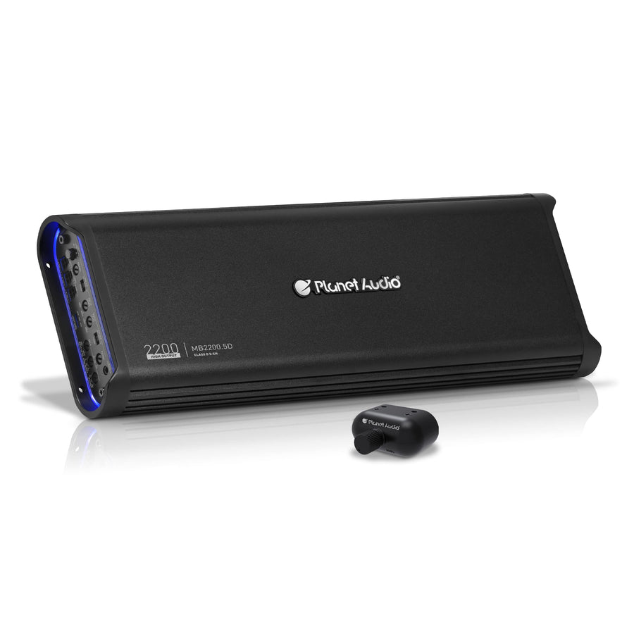 5 Channel Planet Audio MB2200.5D Car Amplifier - 2200 High Output, 2-8 Ohm Stable, Low/High Level Inputs, Low/High Pass Crossover, Bass for Subwoofer