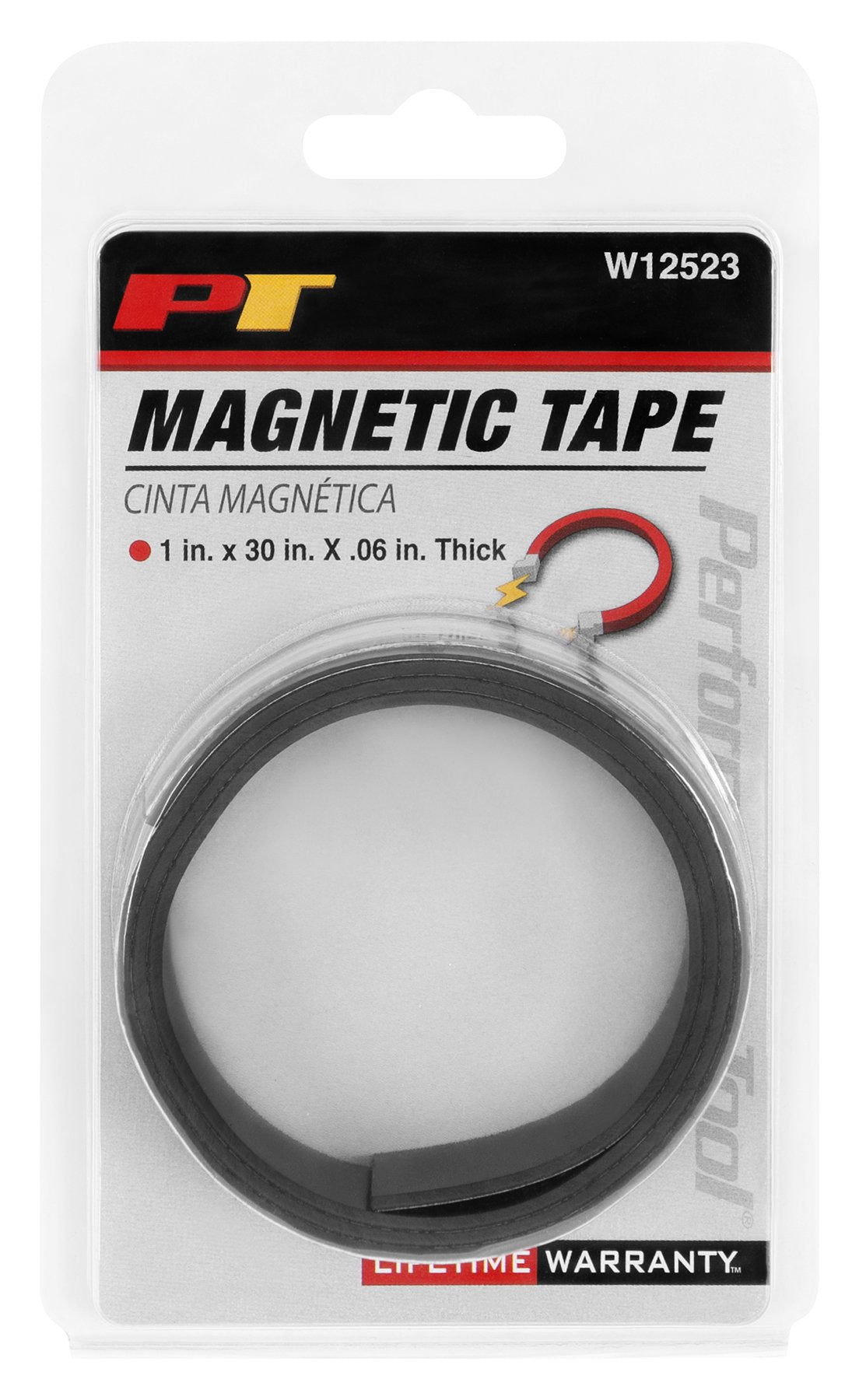 1-Inch x 30-Inches Performance Tool W12523 Magnetic Strip with Strong Self Adhesive | Ideal Magnetic Roll for Craft and DIY Projects | Sticky Magnets for Fridge, Office, Dry Erase Board & Vision Board