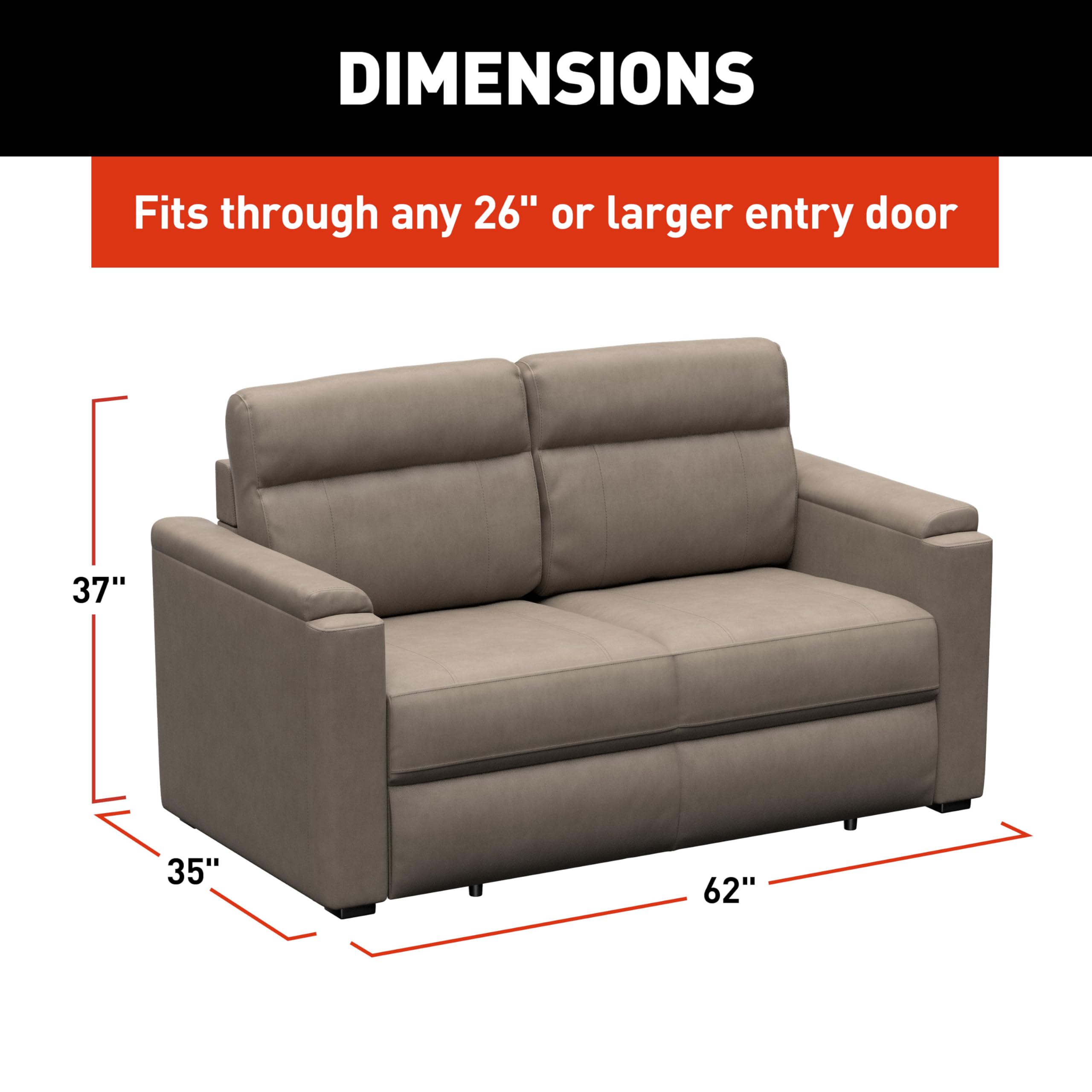 Thomas Payne Heritage Series Signature 62" Driftwood RV Rest Easy Sleeper Sofa with Easy-to-Use Fold-Out Mechanism, 81" Bed Depth - 2024044235