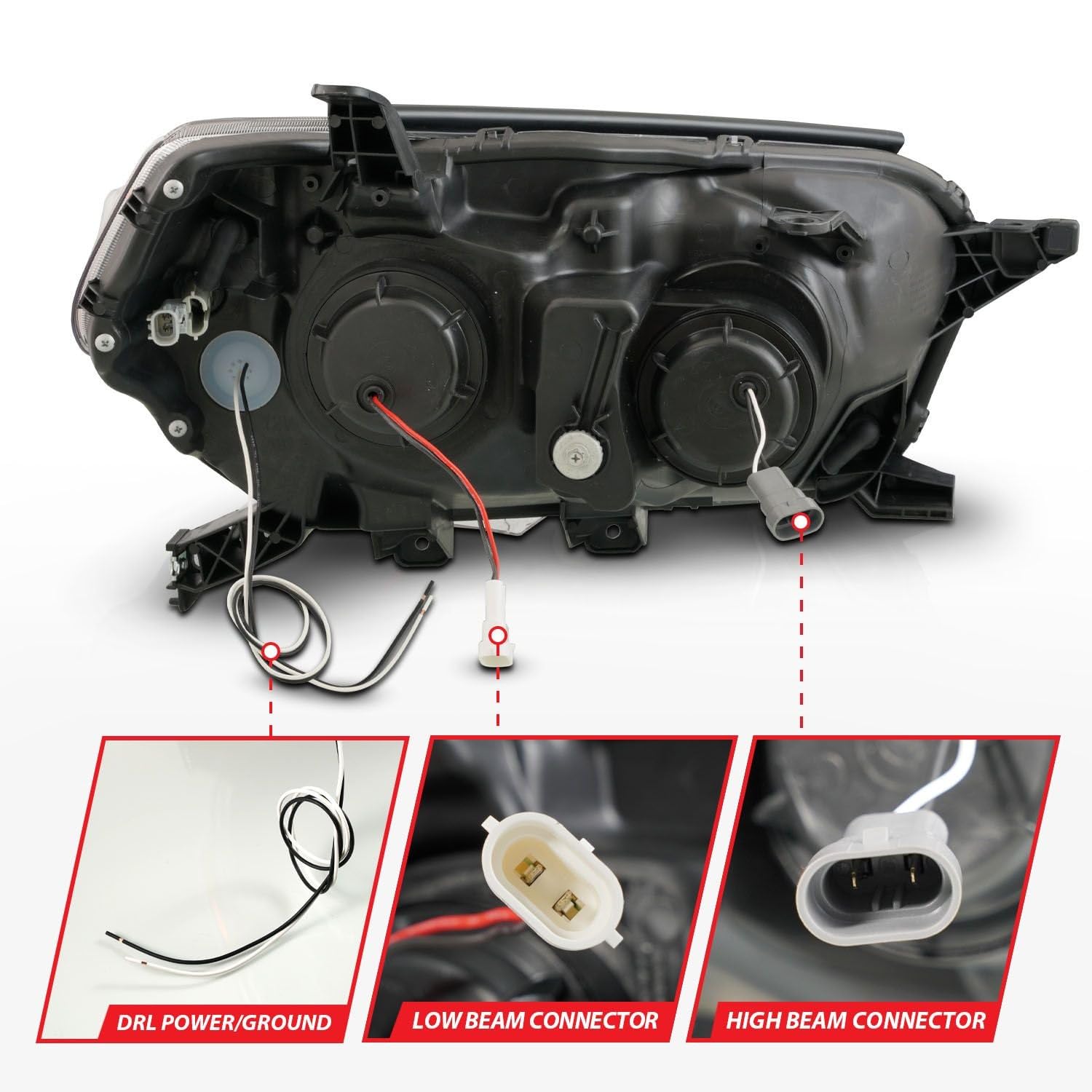 10-13 Toyota 4Runner ANZO Projector Headlights - Black