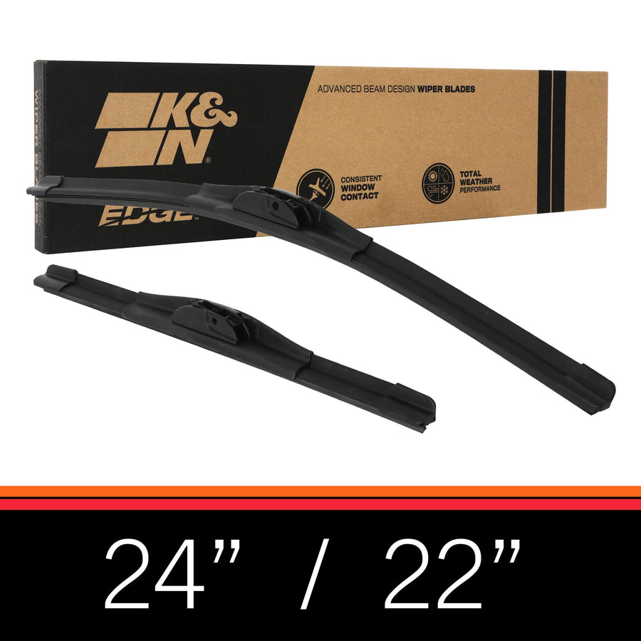 Wiper Blades K&N EDGE: All Weather Performance, Superior Windshield Contact, Streak-Free Wipe Technology: 24" + 22" (Pack of 2)