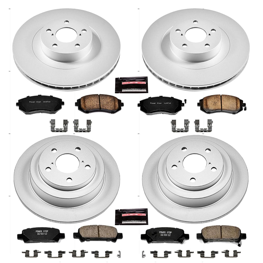 Power Stop CRK2377 Brake Rotor & Coated Ceramic Brake Pads- front & rear For Subaru Forester 2003 [Vehicle Specific]