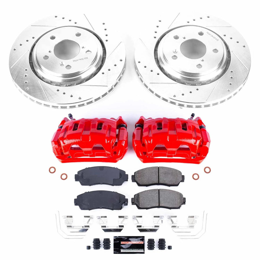 Power Stop Z23 Evolution KC6959 Front Brake Caliper Kit-Brake Rotors, Carbon-Fiber Ceramic Brake Pads, Calipers For Honda Odyssey 2015-2017 [Model Specific]