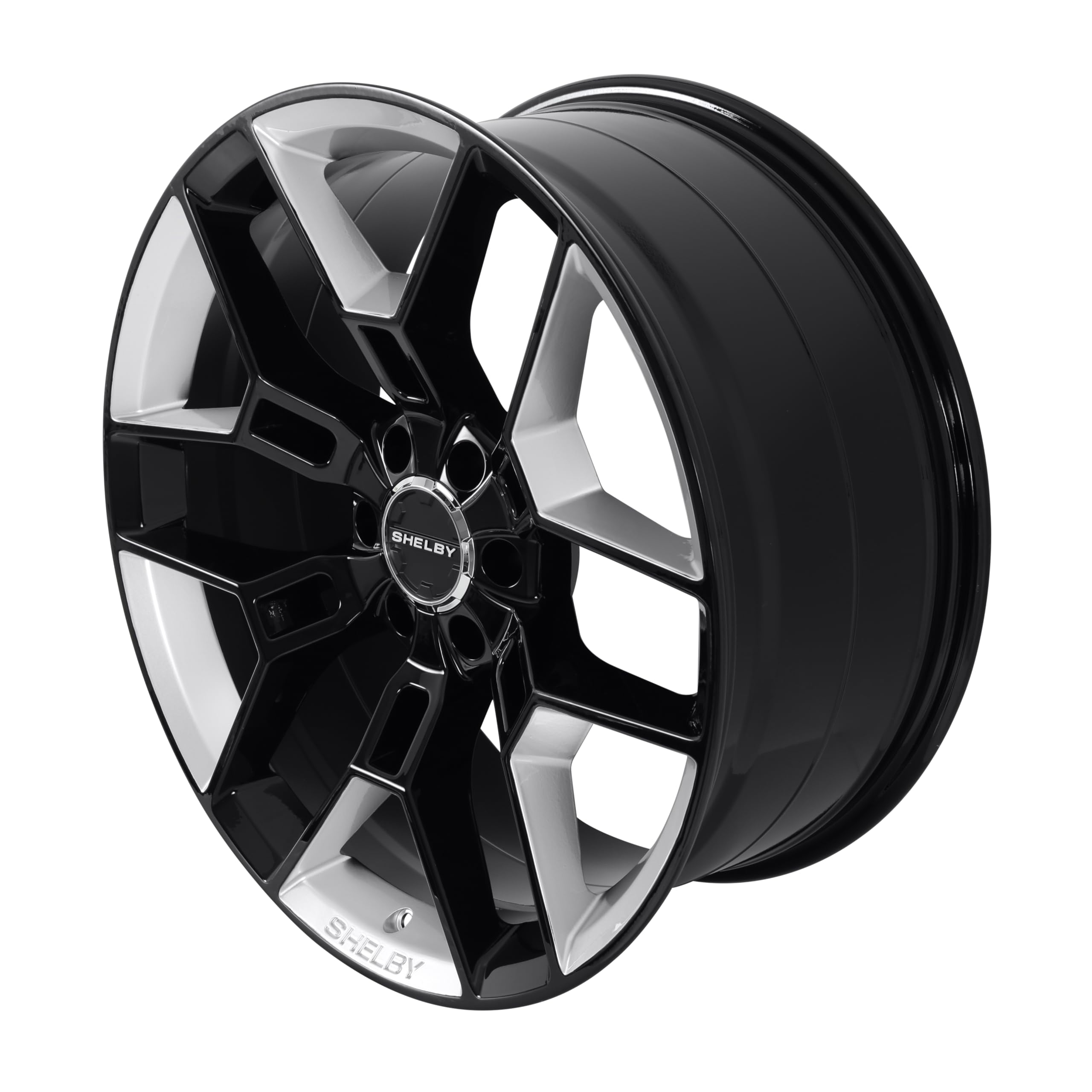 CS45-395512-BS Carroll Shelby Wheels 22 x 9.5 in. - 6 x 135 12mm Offset - Black w/Chrome Powder Inserts