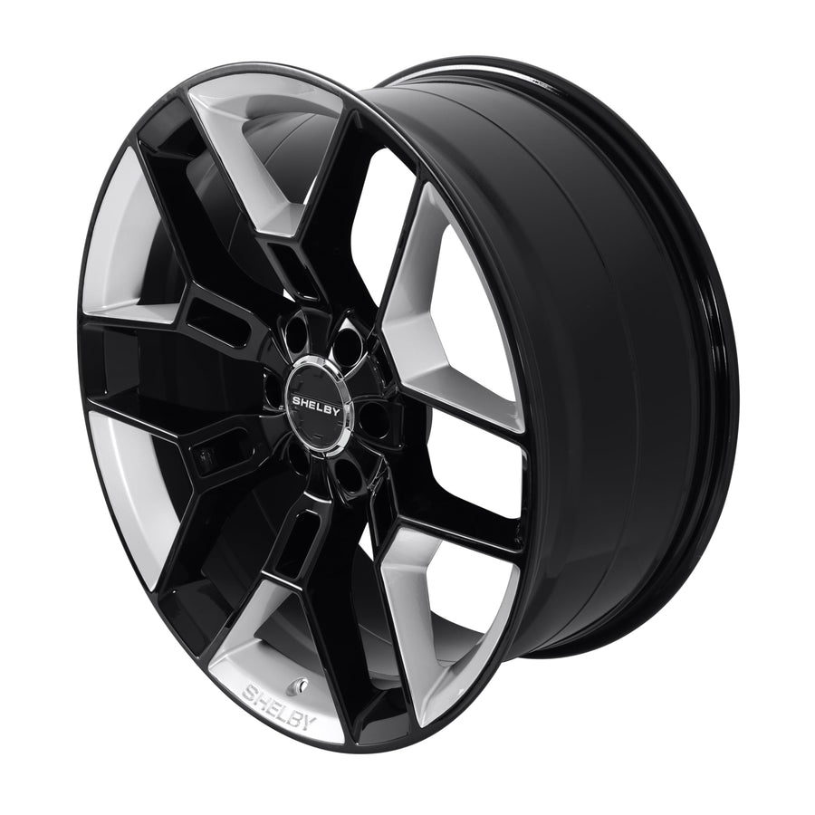 CS45-395512-BS Carroll Shelby Wheels 22 x 9.5 in. - 6 x 135 12mm Offset - Black w/Chrome Powder Inserts