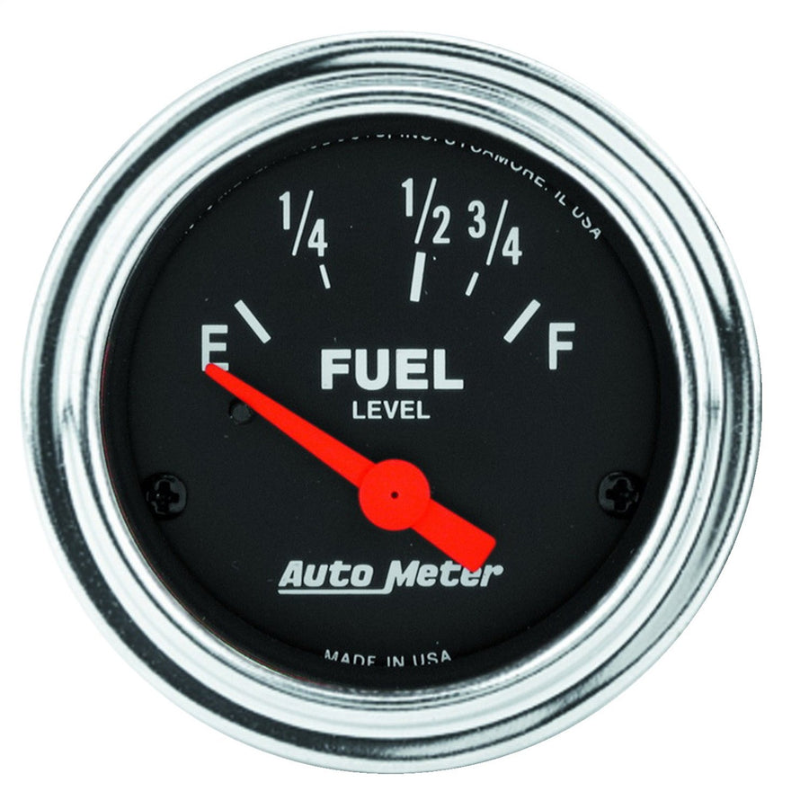 AUTO METER Traditional Chrome Electric Fuel Level Gauge 2518, 2 1/16" - Short Sweep/Electric