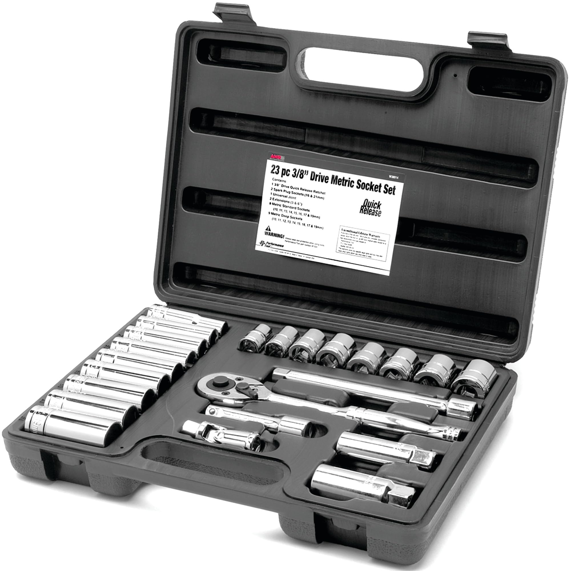 W38914 Performance Tool 3/8-Inch Drive MET Socket Set, 23 -Piece, 1-Pack