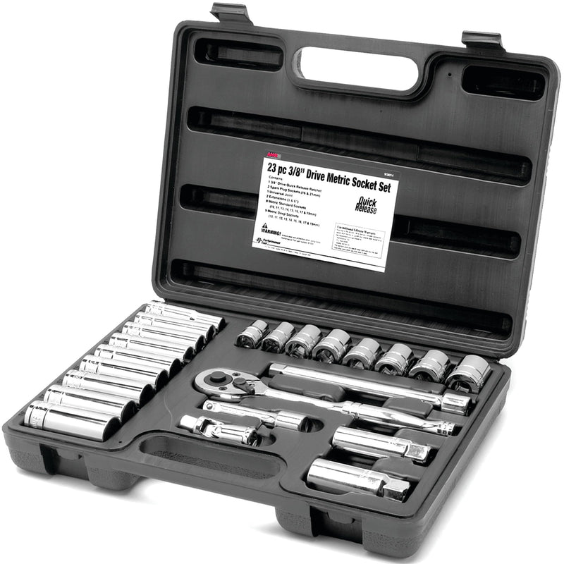 W38914 Performance Tool 3/8-Inch Drive MET Socket Set, 23 -Piece, 1-Pack