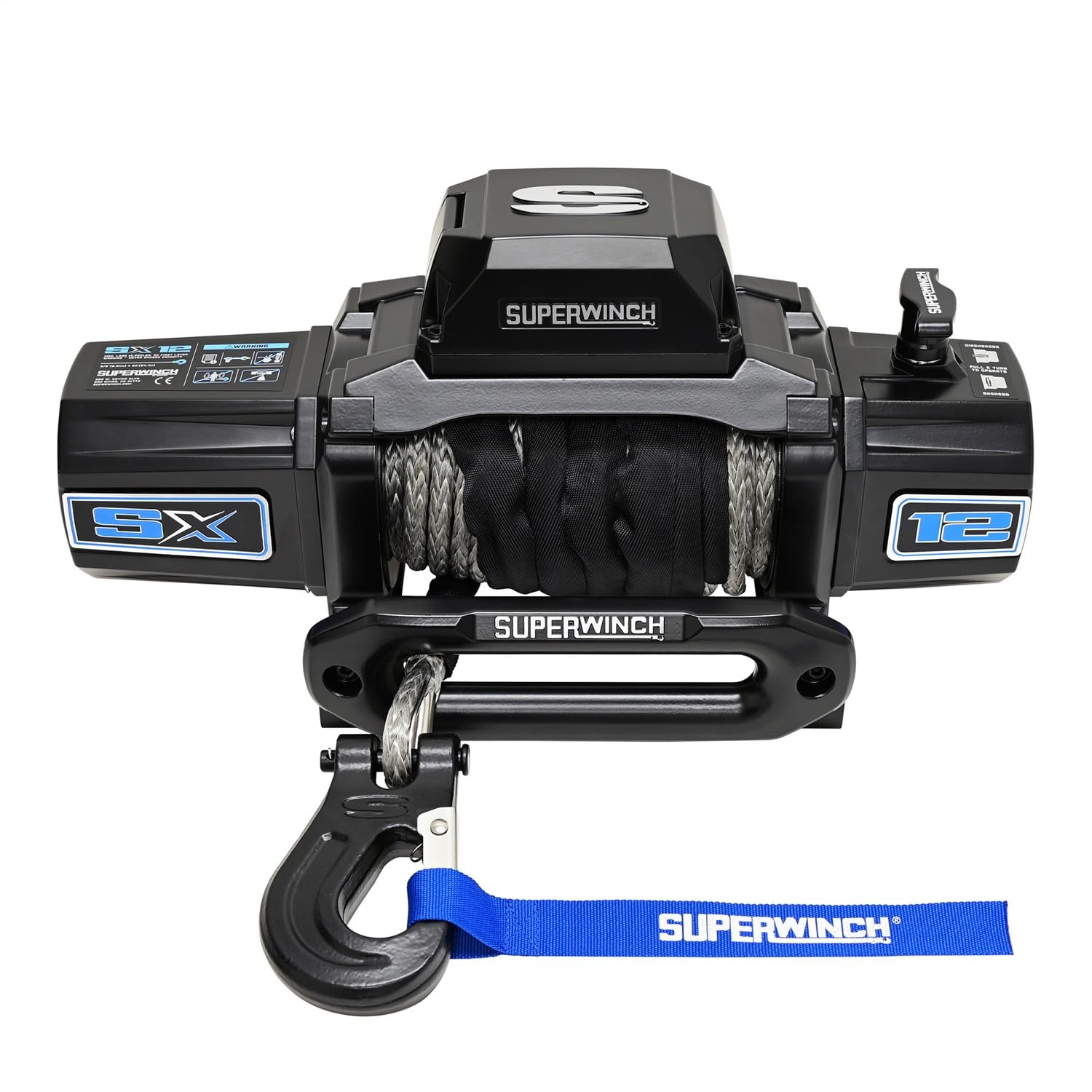 SX 12SR Superwinch Winch, 12000 lb Capacity, Hawse Fairlead, 12 ft Remote, 3/8 in x 80 ft Synthetic Rope, 12V, Kit
