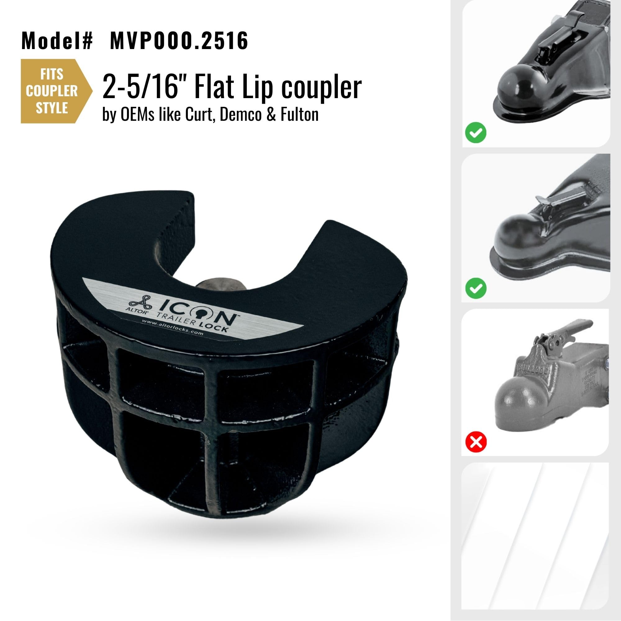Altor ICON Lock Trailer Coupler secures high Value Race Trailers/Enclosed Cargo Trailers/Airstream/Travel Trailers/RV/Boat/Toy Haulers
