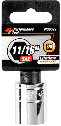 W38022 Performance Tool 6-Point Socket, 3/8" Drive, 11/16"