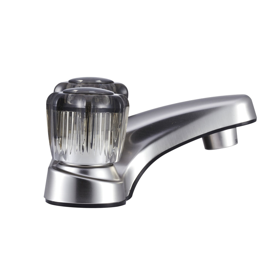 Dura Faucet RV Bathroom Faucet DF-PL700S-SN with Smoked Acrylic Knobs (Brushed Satin Nickel)