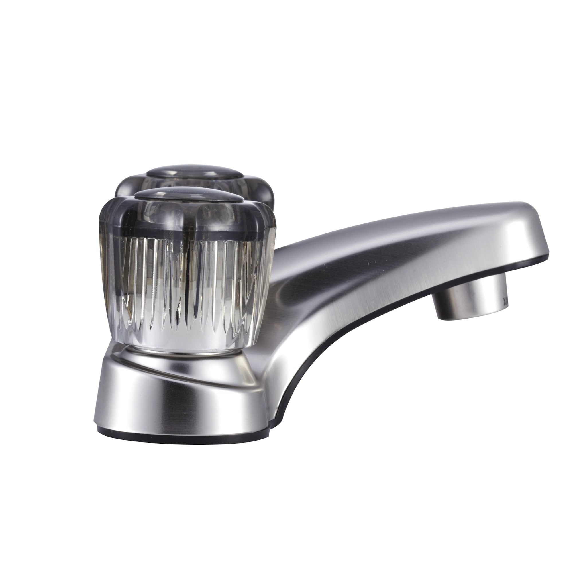 Dura Faucet RV Bathroom Faucet DF-PL700S-SN with Smoked Acrylic Knobs (Brushed Satin Nickel)